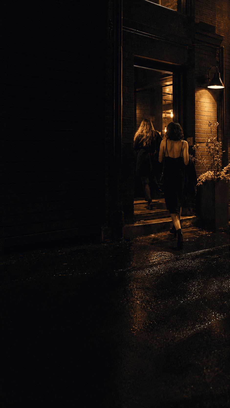 A 35mm photograph of friends entering a Toronto bar