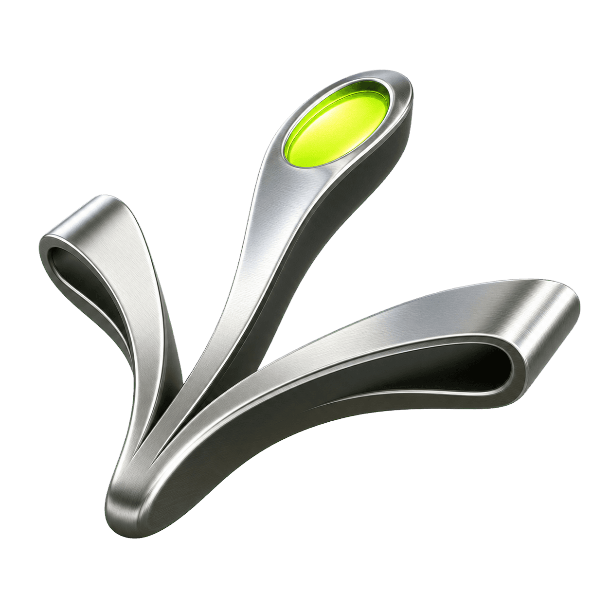 Chrome paths opening toward an Outly-green destination